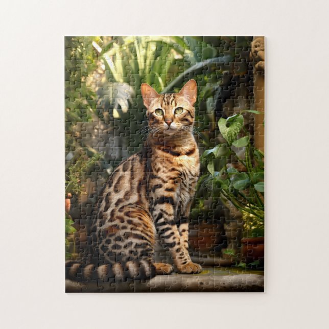 Bengalische Katze im Garten Puzzle (Vertikal)