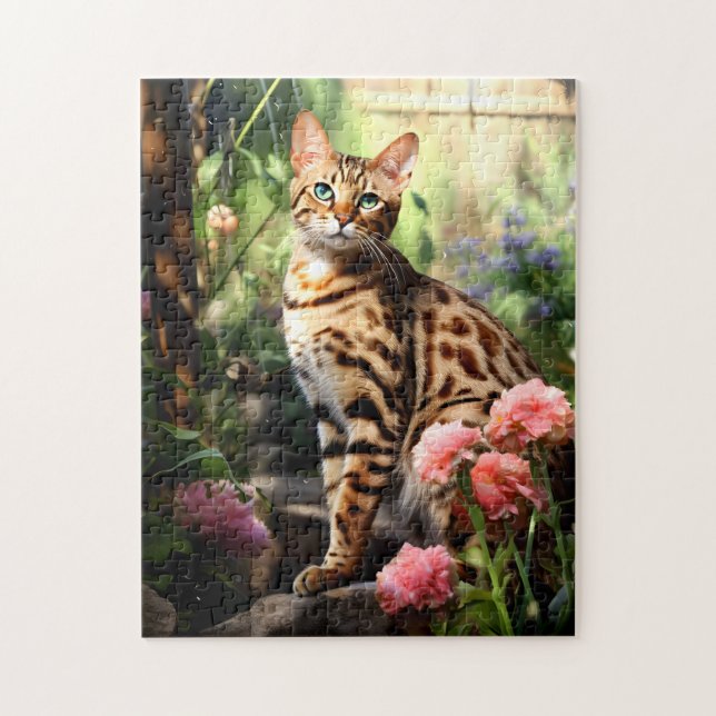 Bengalische Katze in der Natur Puzzle (Vertikal)