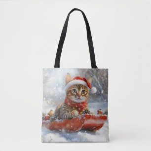 Bengalische Katze in Sledge Let it Schnee Weihnach