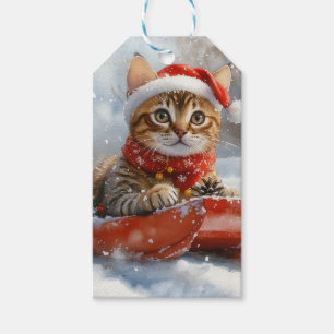 Bengalische Katze in Sledge Let it Schnee Weihnach Geschenkanhänger