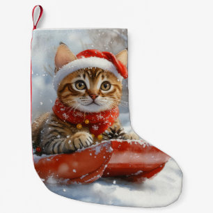 Bengalische Katze in Sledge Let it Schnee Weihnach Kleiner Weihnachtsstrumpf