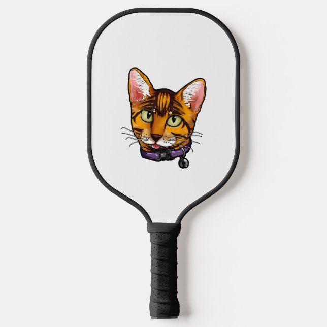 Bengalische Katze Katzen Kitty Cartoon Gesichtshäl Pickleball Schläger (Vorderseite)