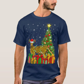 Bengalische Katze Lighting Weihnachten Bäume Weihn T-Shirt