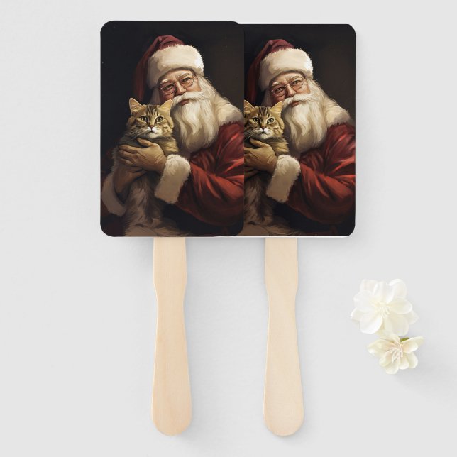 Bengalische Katze mit Weihnachtsfeiertag Fächer (Vorne und Hinten)