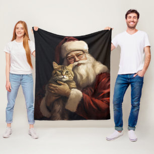 Bengalische Katze mit Weihnachtsfeiertag Fleecedecke