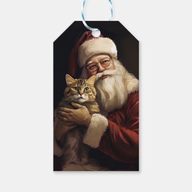 Bengalische Katze mit Weihnachtsfeiertag Geschenkanhänger (Vorderseite)