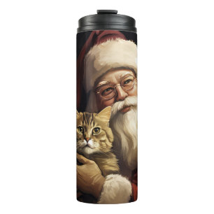 Bengalische Katze mit Weihnachtsfeiertag Thermosbecher