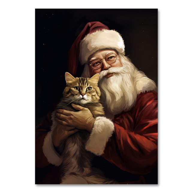 Bengalische Katze mit Weihnachtsfeiertag Tischnummer (Vorderseite)