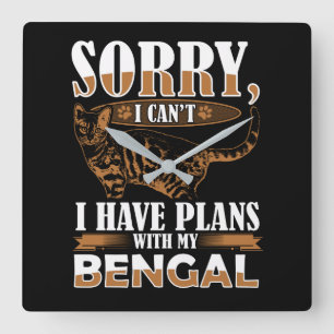 Bengalische Katze Quadratische Wanduhr