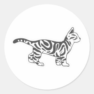 Bengalische Katze stehend - Hintergrundfarbe auswä Runder Aufkleber