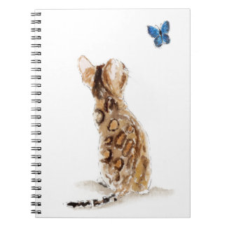 Bengalische Katze u. Schmetterling Notizblock
