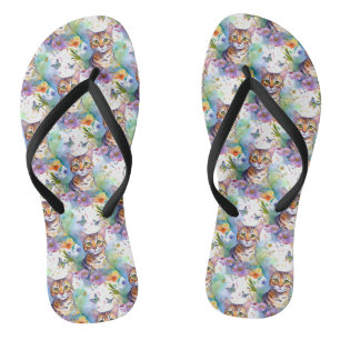 Bengalische Katze und Blume Drehte Flop Flip Flops