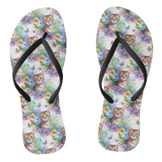 Bengalische Katze und Blume Drehte Flop Flip Flops