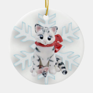Bengalische Katze Weißgraue Ornament