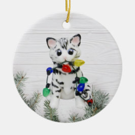 Bengalische Katze Weißgraue Ornament
