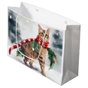 Bengalische Katze zu Schnee Weihnachten Große Geschenktüte