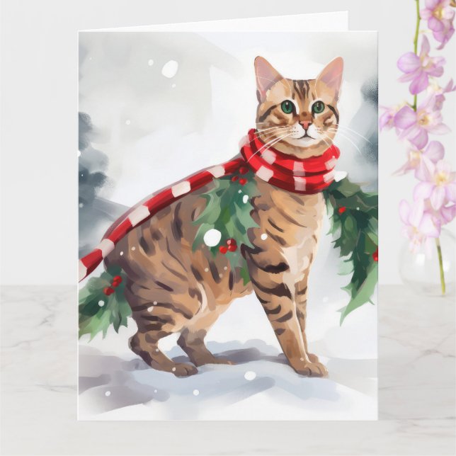 Bengalische Katze zu Schnee Weihnachten Karte (Orchidee)