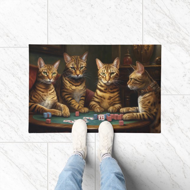 Bengalische Katzen Poker Kunst Fußmatte (Indoor)