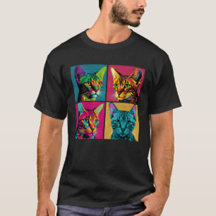 Bengalische Katzen Pop Illustration Farbige Tierfr T-Shirt