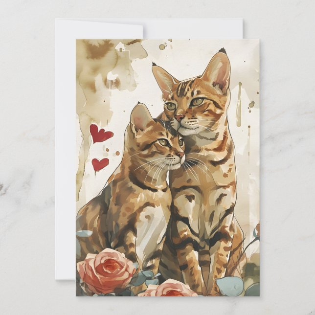 Bengalische Katzen Valentinstag Feiertagskarte (Vorderseite)
