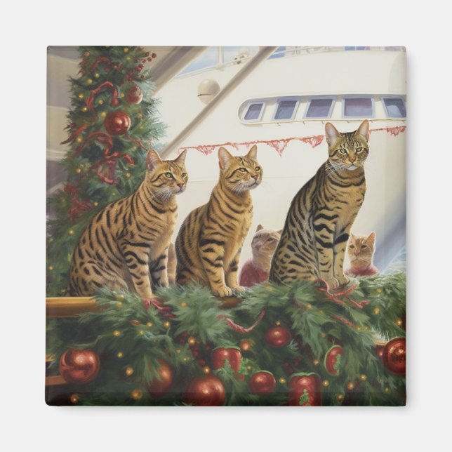 Bengalische Katzen Weihnachtsreise: Feierabend Magnet (Vorne)