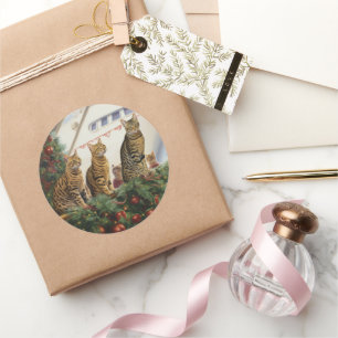 Bengalische Katzen Weihnachtsreise: Feierabend Runder Aufkleber