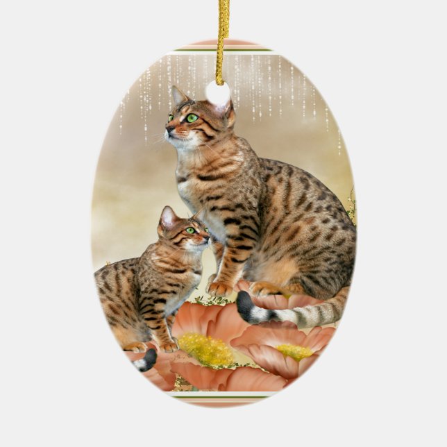 Bengalische Katzengeschenke Keramik Ornament (Vorne)