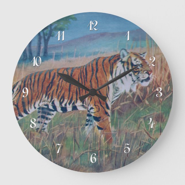 Bengalische Tigermauer Große Wanduhr (Vorderseite)
