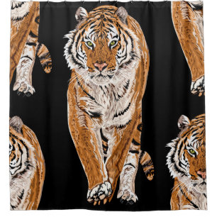 Bengalische Tigerskizze: Vintage Tierausgabe Duschvorhang