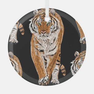 Bengalische Tigerskizze: Vintage Tierausgabe Ornament Aus Glas