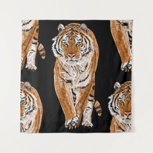 Bengalische Tigerskizze: Vintage Tierausgabe Wandteppich