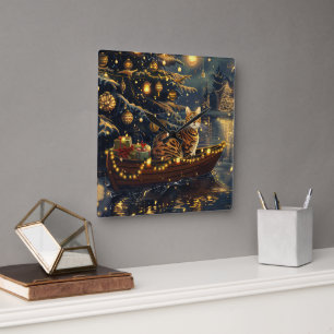 Bengalische Weihnachtsreise Quadratische Wanduhr