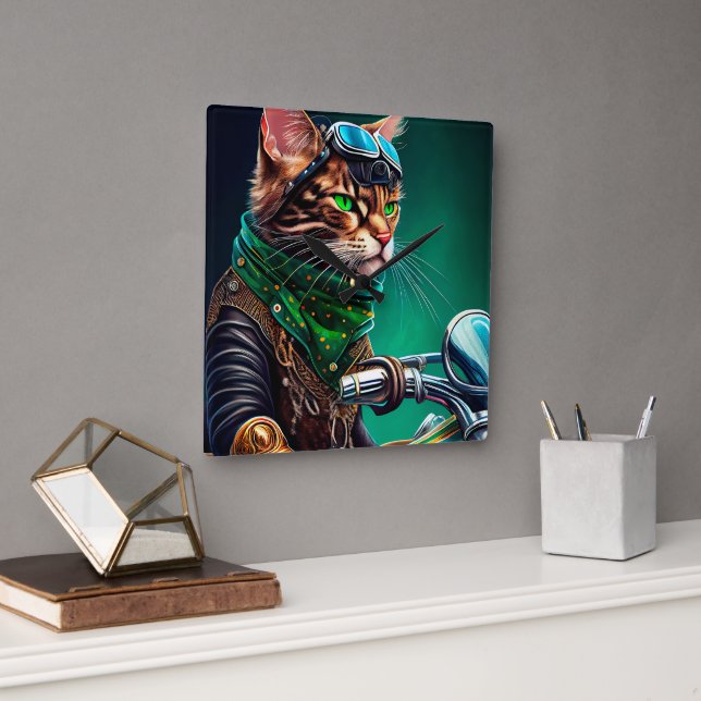 Bengalischer Cat Drike St. Patrick's Day Quadratische Wanduhr (Büro)