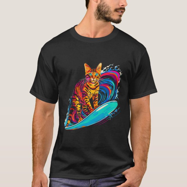 Bengalischer Cat Surfer T-Shirt (Vorderseite)