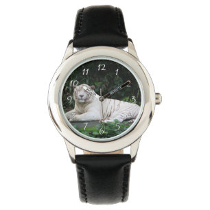Bengalischer Tiger aus Schwarz und Weiß entspannt  Armbanduhr
