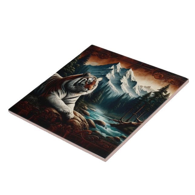 Bengalischer Tiger Entspannung in der Nähe des Ber Fliese (Seite)