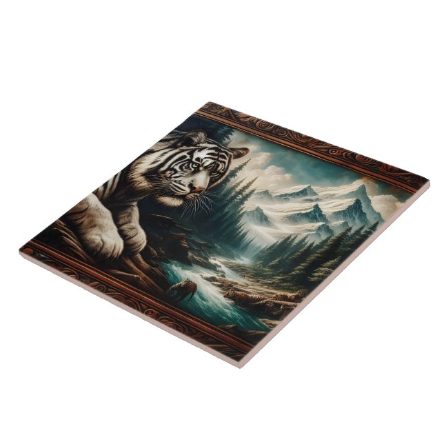 Bengalischer Tiger Ruhen am Berg Fliese (Seite)