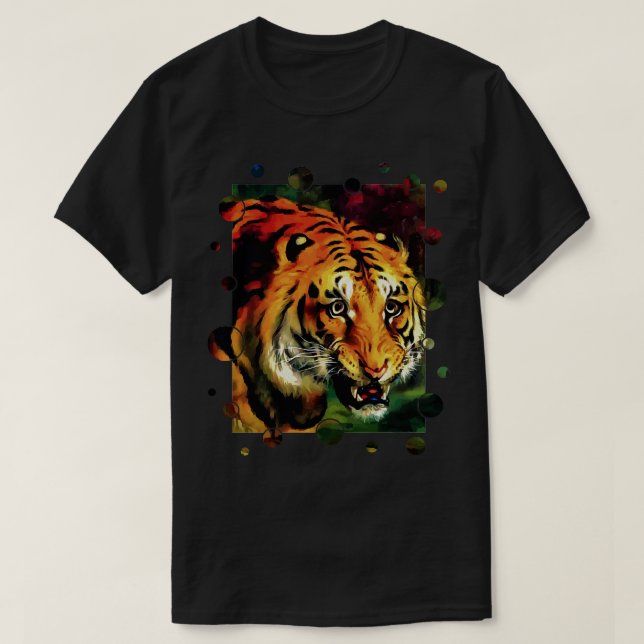 Bengalischer Tiger-Vektor mit kreisförmiger Kante  T-Shirt (Design vorne)