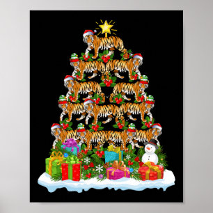 Bengalischer Tiger Weihnachtsbaum Leuchtturm Santa Poster