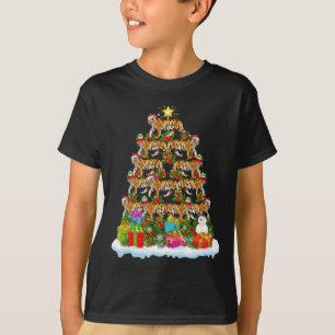 Bengalischer Tiger Weihnachtsbaum Leuchtturm Santa T-Shirt