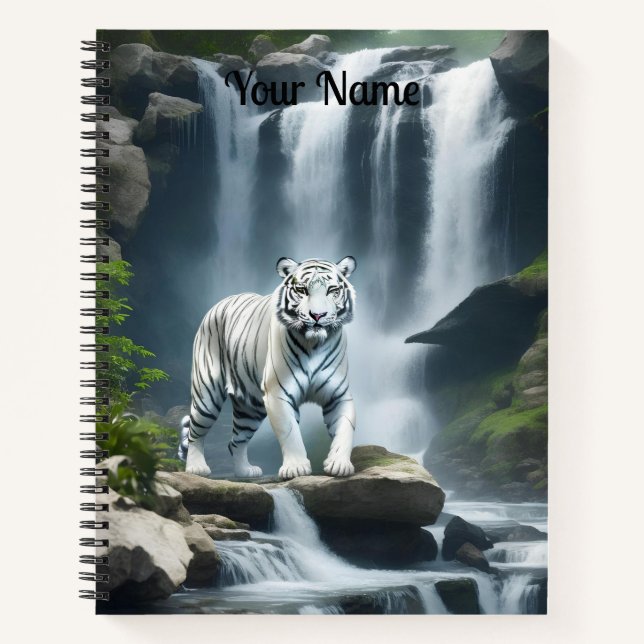 Bengalischer weißer Tiger in der Natur Notizbuch (Vorderseite)