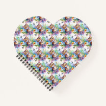 Bengalisches Cat Motif Heart Shaped Spiral Noteboo