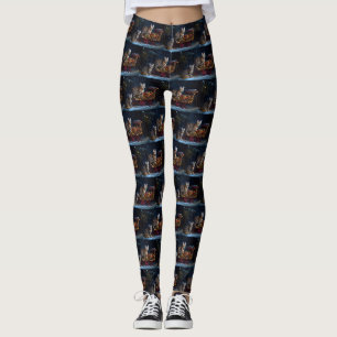 Bengalisches Cat Snowy Sleigh Ride Weihnachtsdekor Leggings