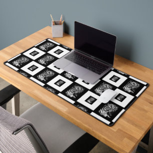 Bengalisches Tiger-Schwarz-Weiß-Prüfmuster Schreibtischunterlage