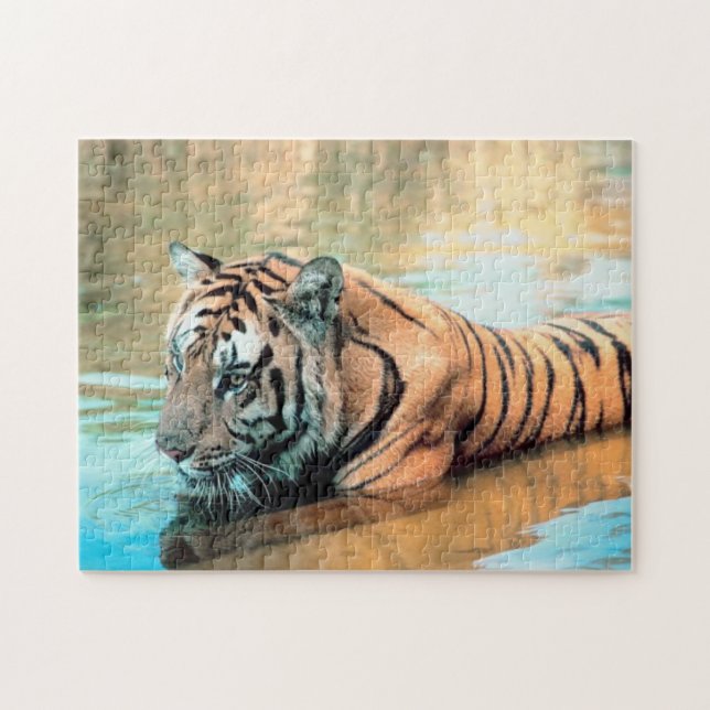 Bengalisches Tiger schwimmen Puzzle (Horizontal)