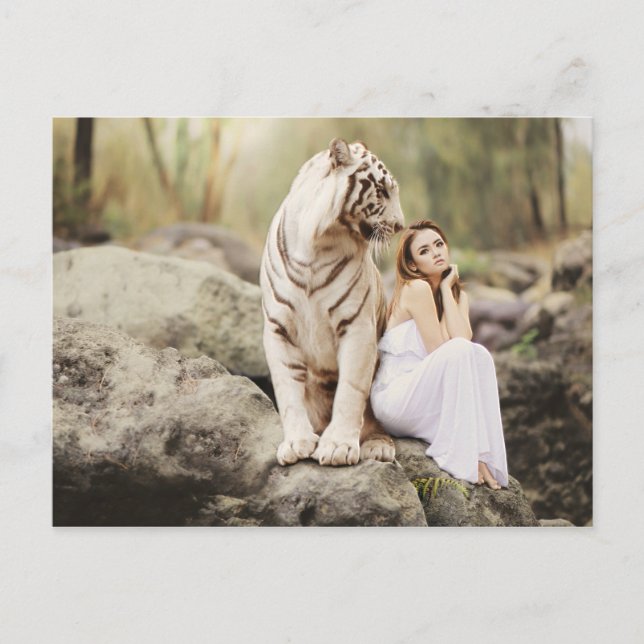 Bengalisches Tiger und Lady Postkarte (Vorderseite)