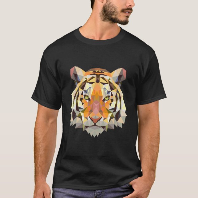 Bengalisches Tigergesicht Geometrisches Tier T-Shirt (Vorderseite)
