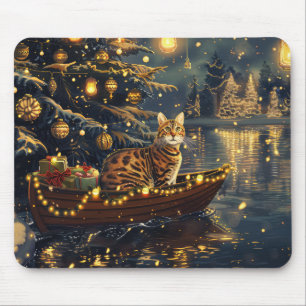 Bengalkatze Weihnachtsfestliche Reise Mousepad