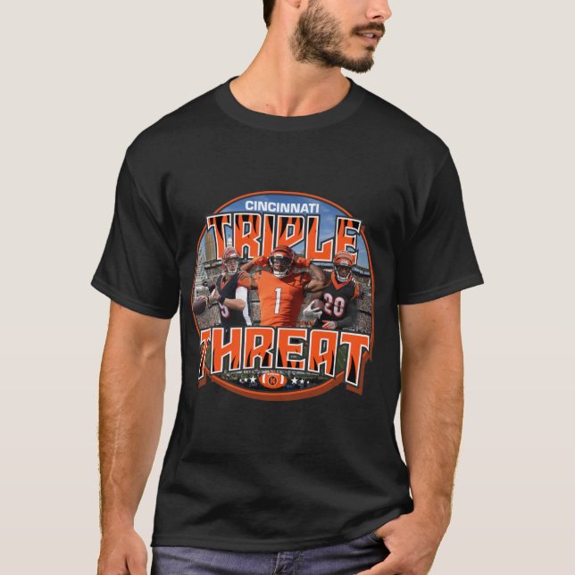 Bengals Triple Bedrohung Cincinnati Superbowl Bere T-Shirt (Vorderseite)