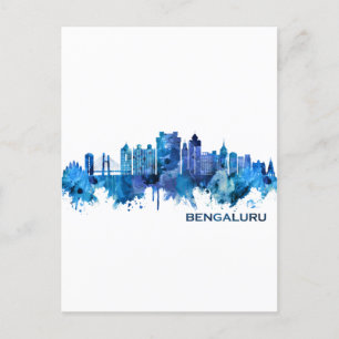 Bengaluru Karnataka Skyline Blue Feiertagspostkarte